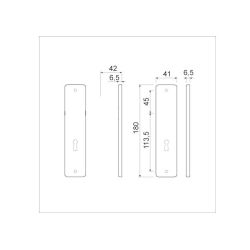 Kortschild kastslot 180x41 zonder krukgat - alu/zwart