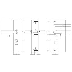 Veiligheidsbeslag SKG3 rechthoekig kruk/kruk profielcilindergat 72mm met kerntrek beveiliging RVS