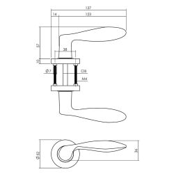 Deurkruk George op rozet geveerd met 7mm nokken antraciet