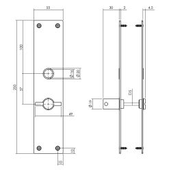 Schild renovatie rechthoekig 250 x 55mm x 2mm met toilet-/badkamersluiting 57/5mm RVS