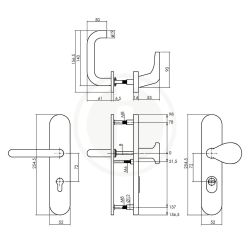 Veiligheidsbeslag SKG3 voordeur profielcilindergat 72mm met kerntrekbeveiliging RVS