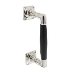 Intersteel Deurgreep Ton Basic 95/170mm op vierkant rozet - nikkel glans/zwart