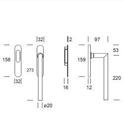 Hefschuifdeurgreep enkel PC69 Toledo Zwart