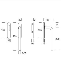 Hefschuifdeurgreep enkel PC69 Oslo Zwart
