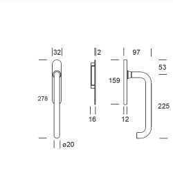 Hefschuifdeurgreep dubbel PC69 Stockholm Zwart