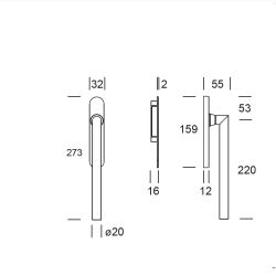 Hefschuifdeurgreep dubbel PC69 Toledo B Zwart