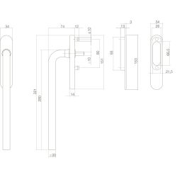 Hef-/schuifdeurbeslag recht blind