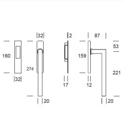 Hefschuifdeurgreep enkel PC69 Geneve RVS