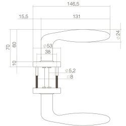 Deurkruk Jupiter op rozet geveerd met ring RVS