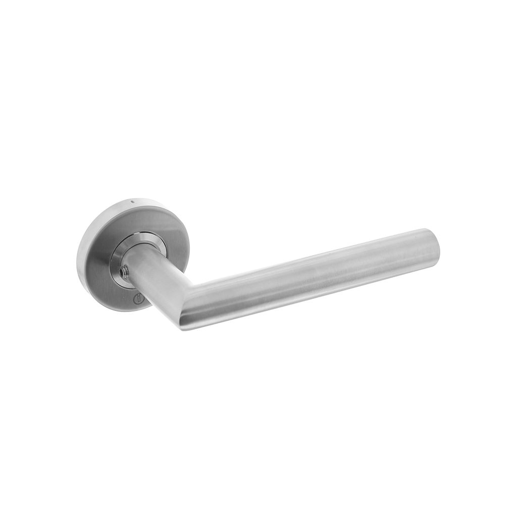 Gatdeel deurkruk Jura Hoek 90° op rozet geveerd met ring RVS