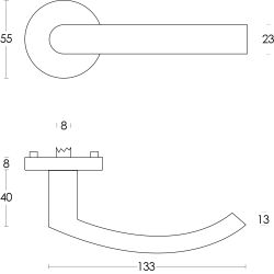 Deurkruk Blok op rozet RVS