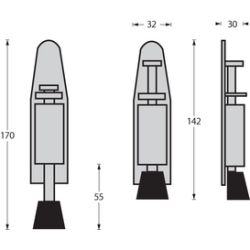Deurvastzetter met voetrem klein 142x32 RVS 