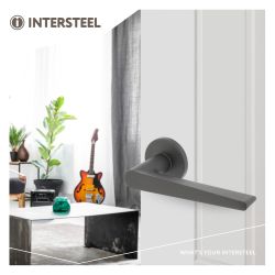 Intersteel Deurkruk Tiga op rozet ø51x5mm - grijs