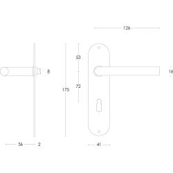 Intersteel Deurkruk Recht slank op schild sleutelgat 72mm RVS