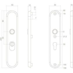 Intersteel Veiligheidsschilden SKG3 doorgaand profielcilindergat 55mm met kerntrekbeveiliging RVS
