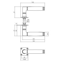 Deurkruk Ton 212 op vierkante rozet RVS