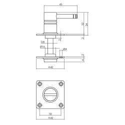 Rozet vierkant met toilet-badkamersluiting vierkant 42x42x2mm RVS