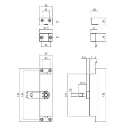 Krukespagnolet rechts hoek 90° incl. stangenset - mat zwart