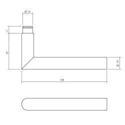 Krukespagnolet rechts hoek 90° incl. stangenset - mat zwart