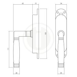 Intersteel Raamespagnolet Ton 222 messing ongelakt - links