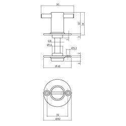 Rozet met toilet-/badkamersluiting 42x2mm RVS