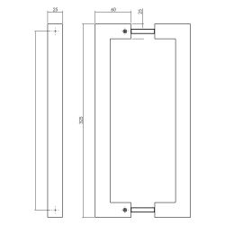 Deurgreep Vierkant per paar 325x60x25mm - mat zwart