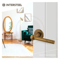 Deurkruk L/L Bol op rozet - messing getrommeld