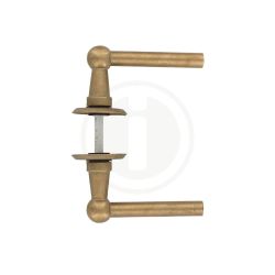 Deurkruk L/L Bol op rozet - messing getrommeld