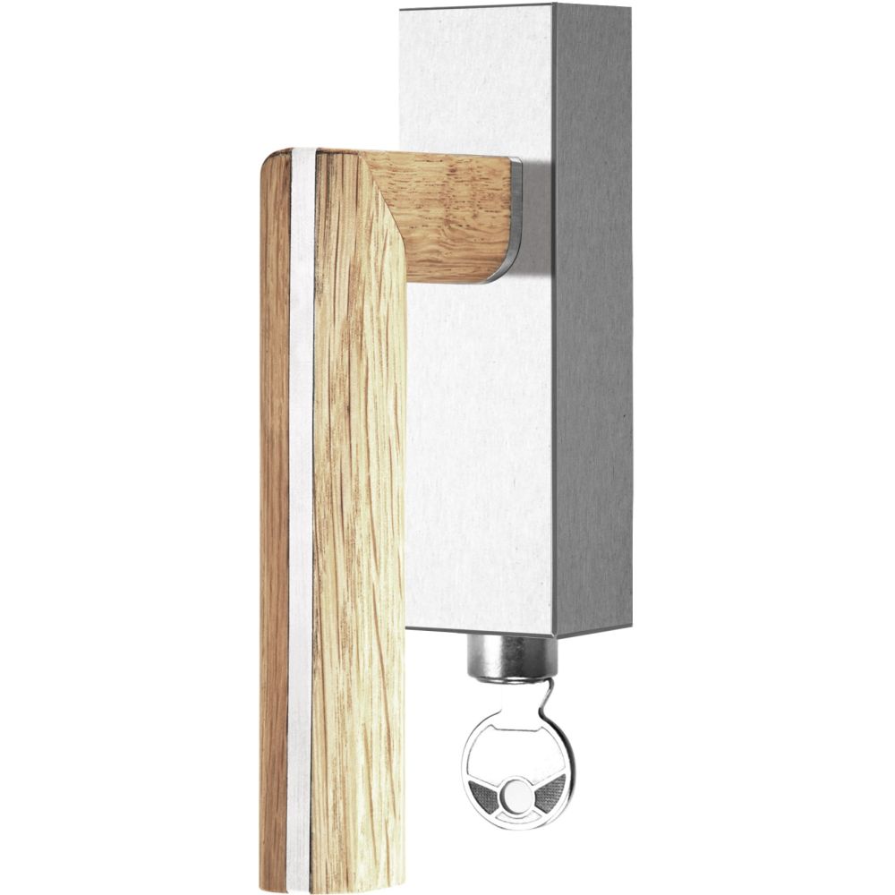 Draaikiepgarnituur afsluitbaar Piet Boon TWO PBL22-DKLOCK rechtsdraaiend - mat RVS/eikenhout