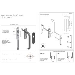 Hefschuifdeurgreep enkel PC69 Geneve RVS