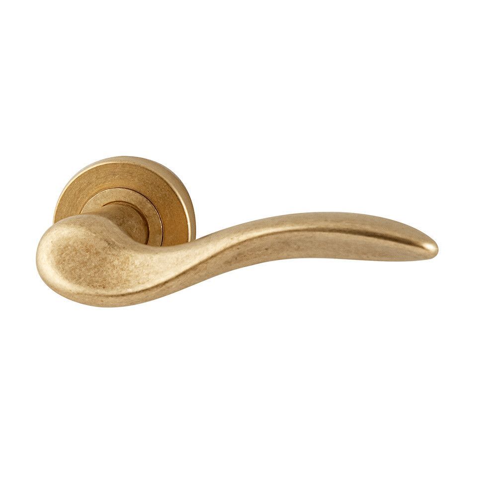 Deurkruk Asia op rozet - messing getrommeld