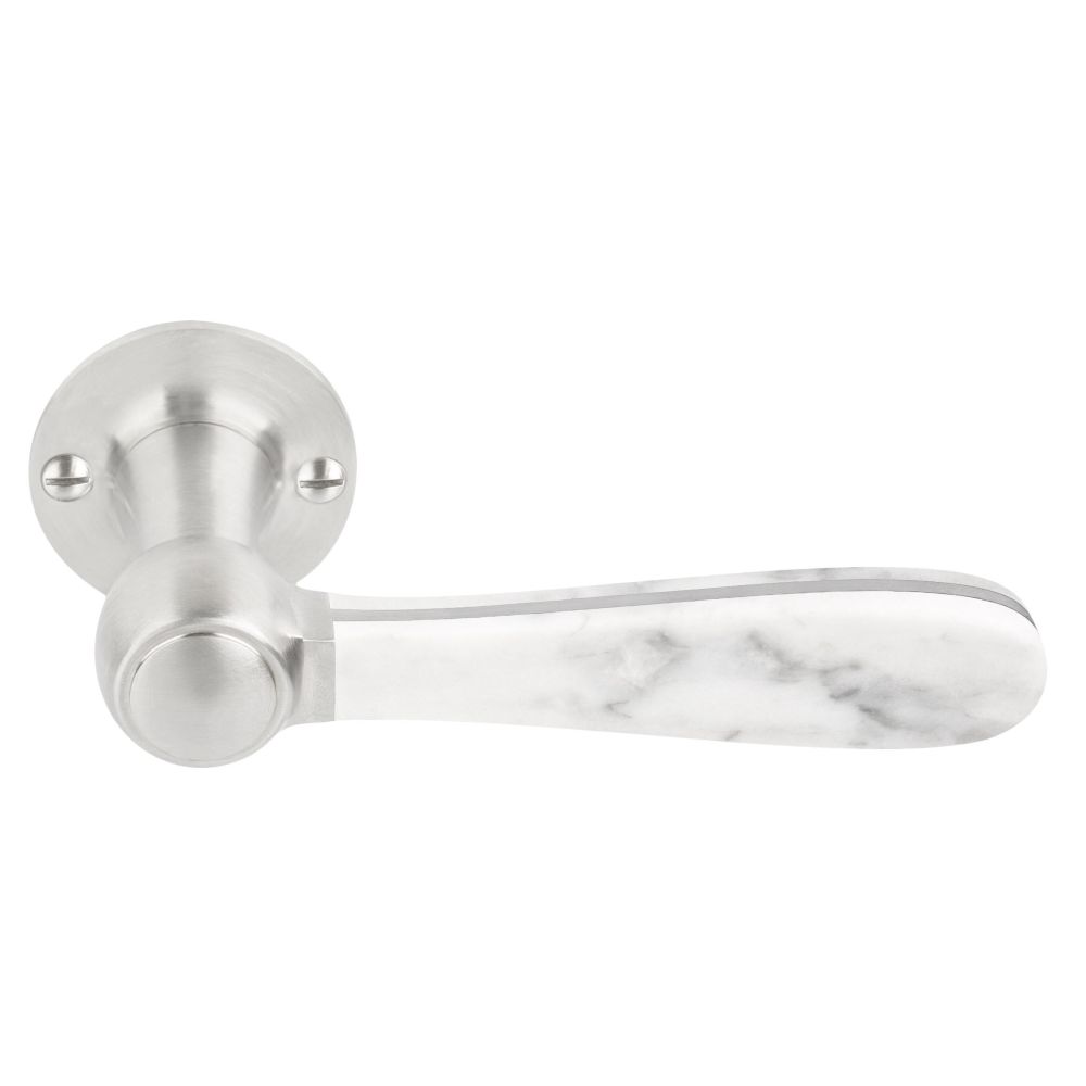 Deurkruk Lazaro Rosa-Violan BOSCO LZ100MA-G geveerd op rozet - mat RVS/carrara marmer