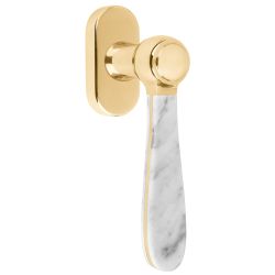 Draaikiepgarnituur Lazaro Rosa-Violan BOSCO LZ100-DK-O niet afsluitbaar - messing ongelakt/carrara marmer