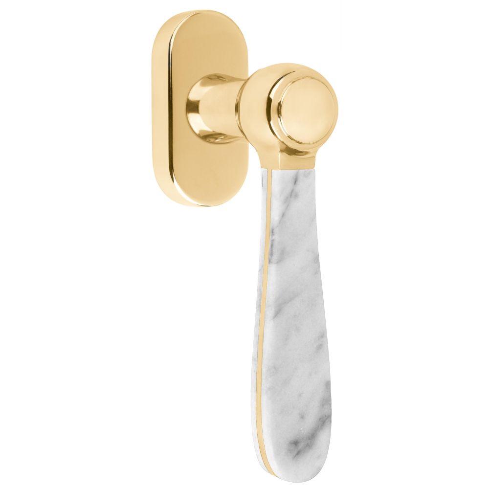 Draaikiepgarnituur Lazaro Rosa-Violan BOSCO LZ100-DK-O niet afsluitbaar - messing ongelakt/carrara marmer