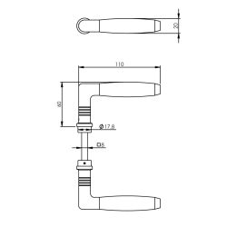 Gatdeel deurkruk Ton 400 messing getrommeld/ebbenhout