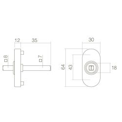 Basisplaat tbv raamkruk hals ø18mm chroom