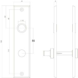 Kortschild rechthoekig met toilet-/badkamersluiting 55/8 mat zwart