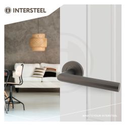 Deurkruk Hoek 90° op rozet met nokken ø53x8 - antraciet