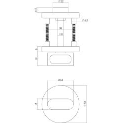 Rozet met toilet-/badkamersluiting ø53x8mm - antraciet