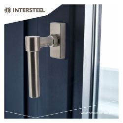 Raamkruk L-vorm op rechthoekig rozet RVS