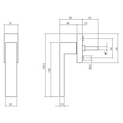 Raamkruk Amsterdam op rechthoekig rozet RVS/zwart