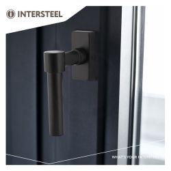 Raamkruk L-vorm op rechthoekig rozet RVS/zwart