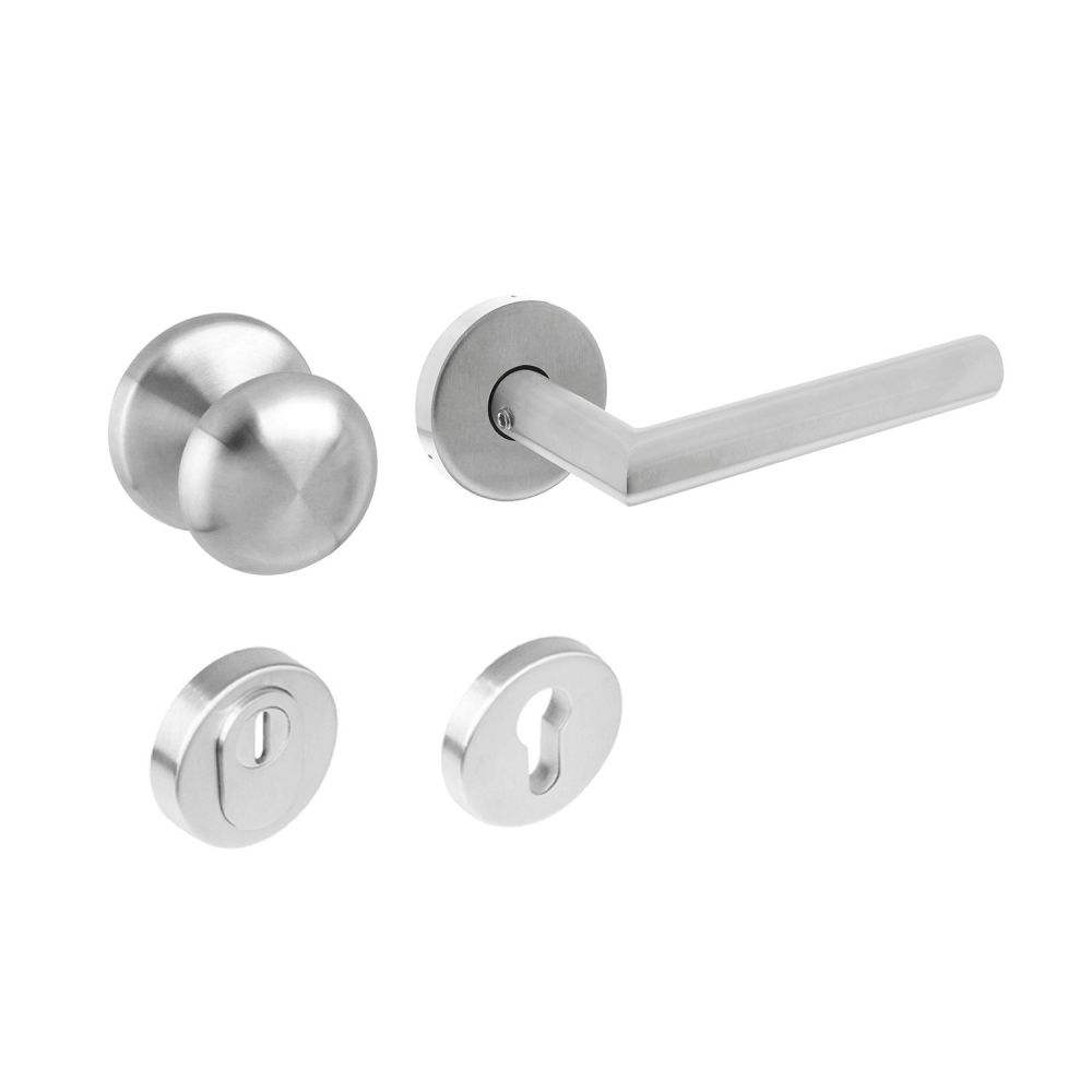 Voordeurset veiligheidsbeslag 3-delig SKG3*** RVS - rond