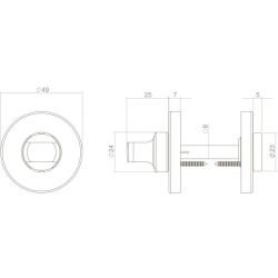 Rozet met toilet-/badkamersluiting verdekt 49x7mm messing ongelakt