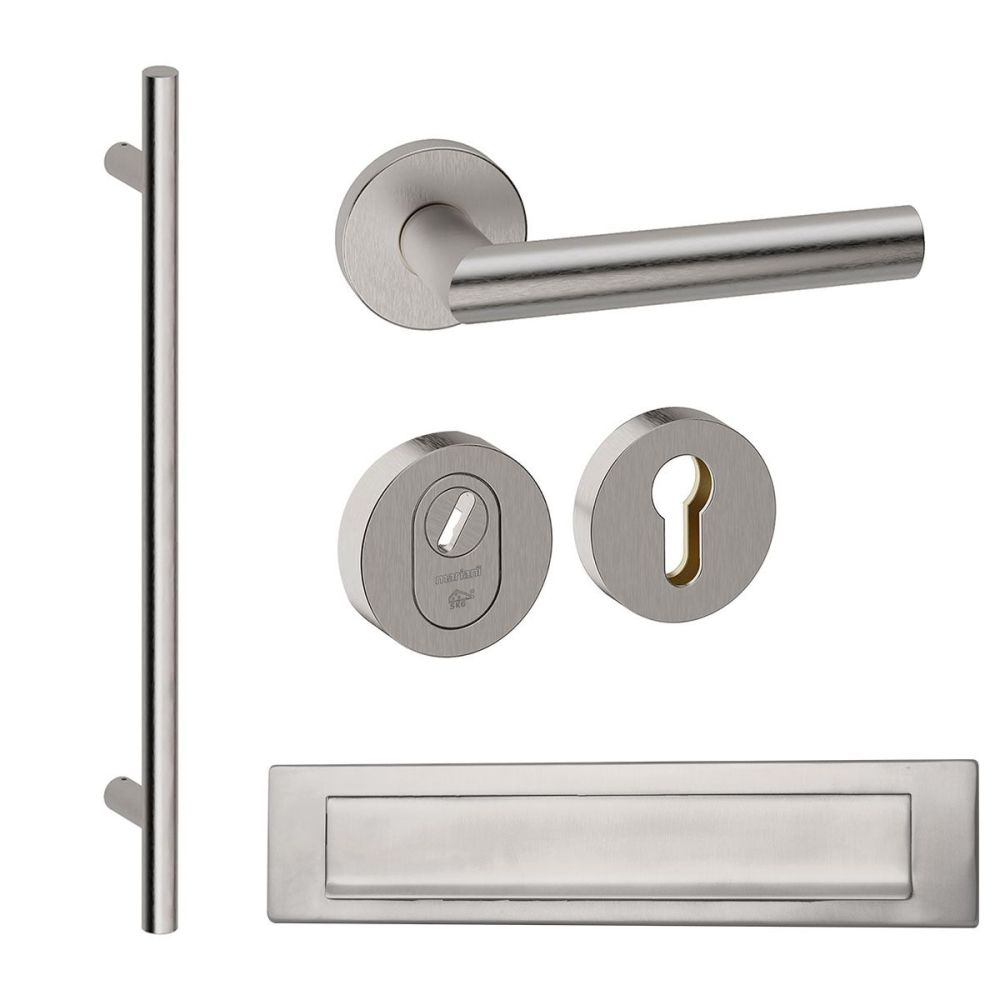 Voordeurset rond met greep 1160mm RVS anti-kerntrek SKG***