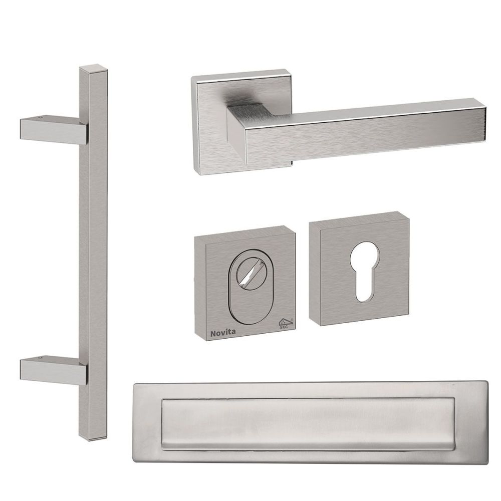 Voordeurset vierkant met greep RVS anti-kerntrek SKG***