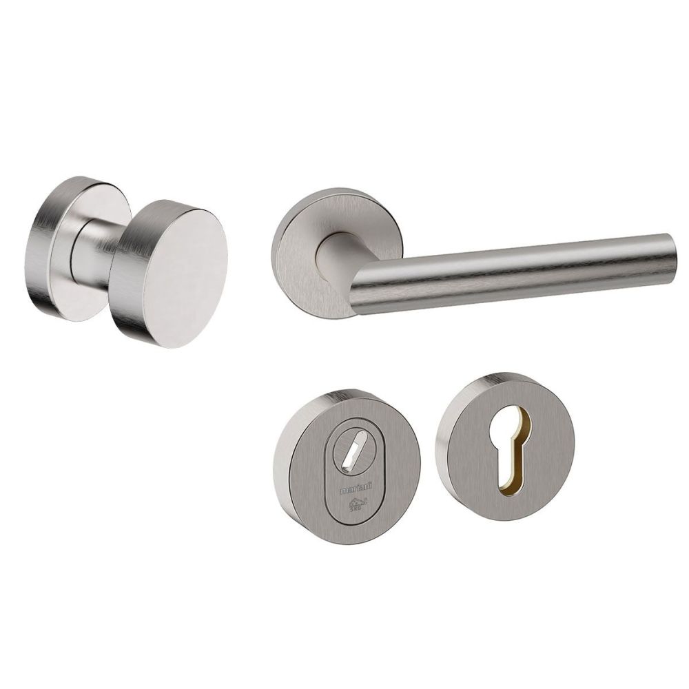 Voordeurset Piano 3-delig rond RVS met anti-kerntrek SKG***