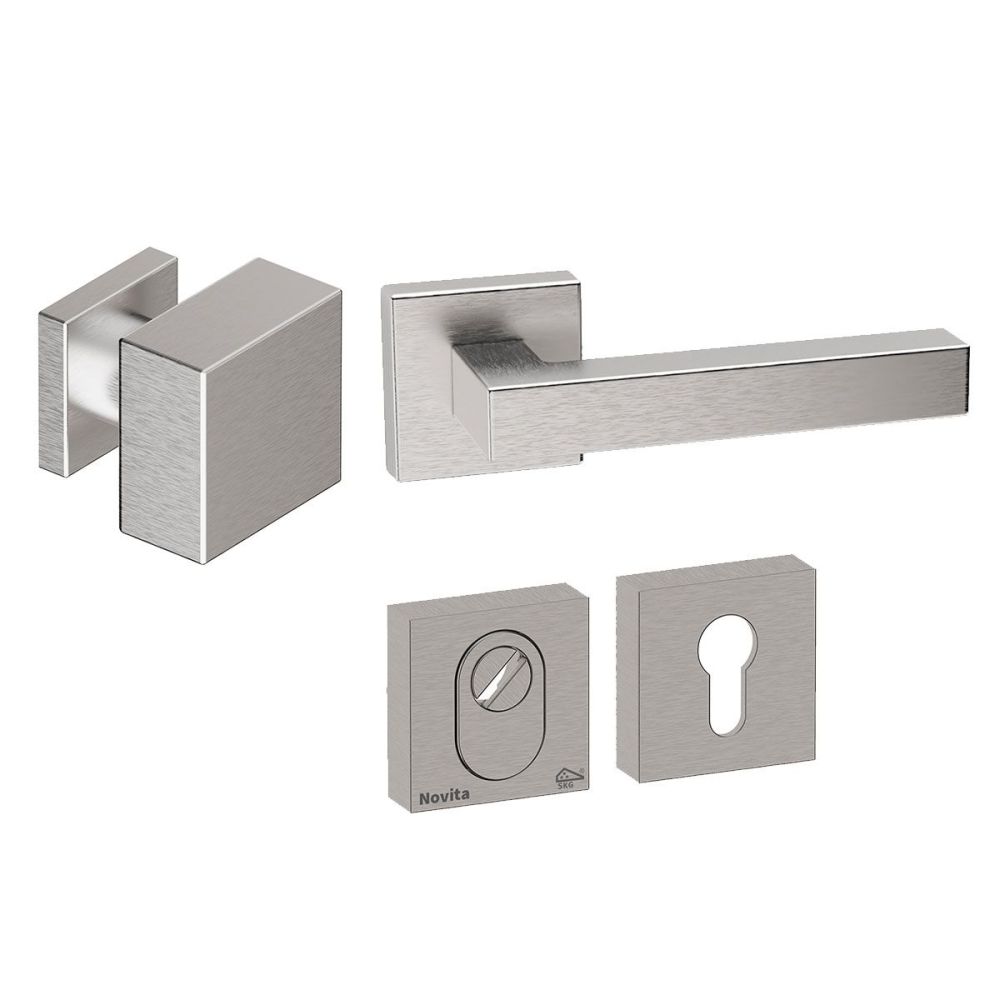 Voordeurset Quadro 60 3-delig vierkant RVS met anti-kerntrek SKG***