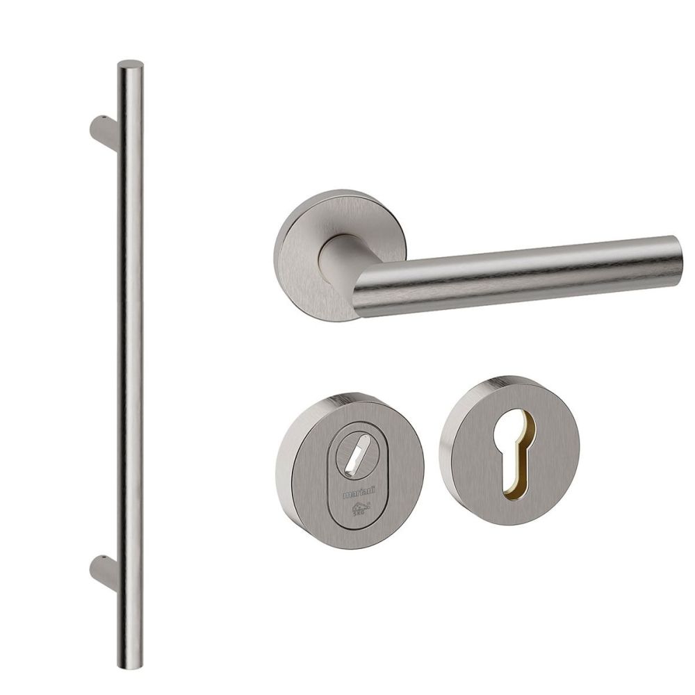 Voordeurset rond 3-delig met greep 1160mm RVS anti-kerntrek SKG***