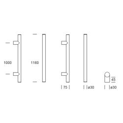 Voordeurset rond 3-delig met greep 1160mm RVS anti-kerntrek SKG***